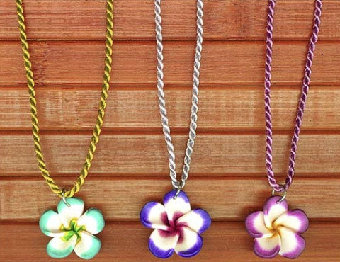 Charming Shark Fimo Flower on Colored String Necklace