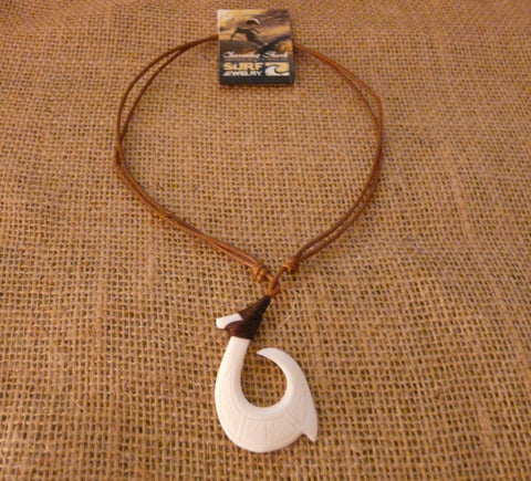 Charming Shark Surf Jewelry Bone Etched Hook Necklace