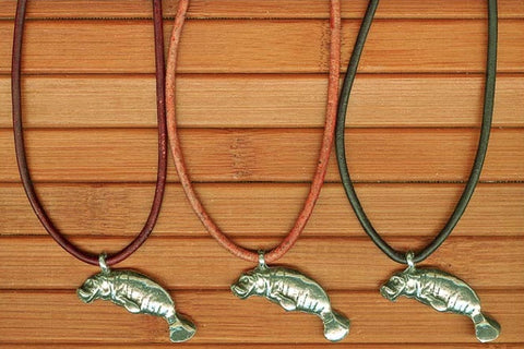 Charming Shark Necklace with Pewter Manatee Pendant