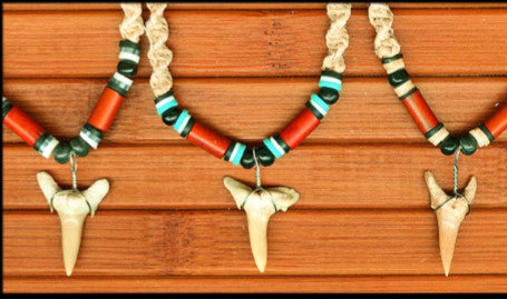 Charming Shark Macrame Shark's Tooth Necklace.
