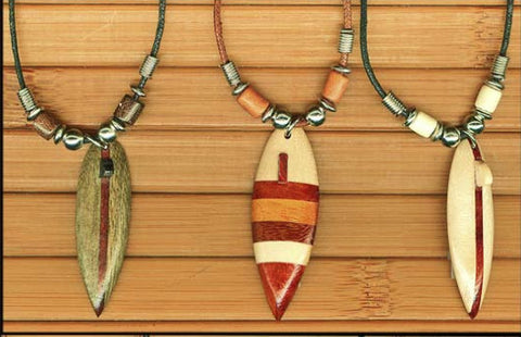 Charming Shark Wood Surfboard Necklace